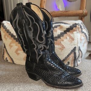 RARE Vintage Men's Abilene Western Boot Snake skin black